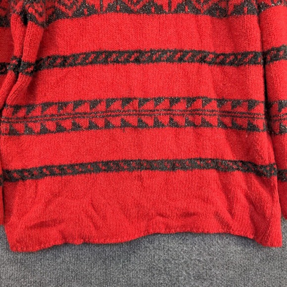 Marsh Landing Women's Tunic Knit Sweater Red Large Fair Isle Pattern Mock Neck - Picture 7 of 11